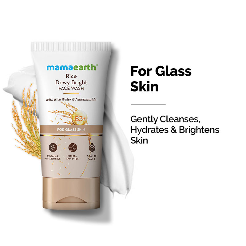 Mamaearth Rice Face Wash With Rice Water & Niacinamide for Glass Skin