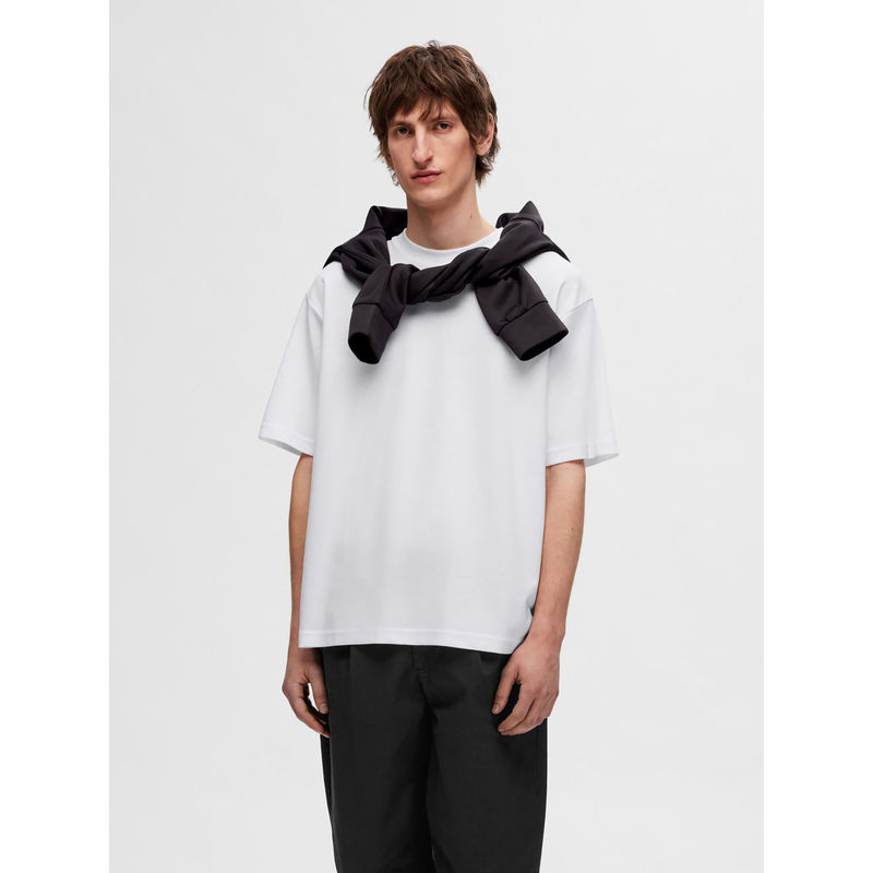 Selected White Organic Cotton Oversized T-Shirt (L)