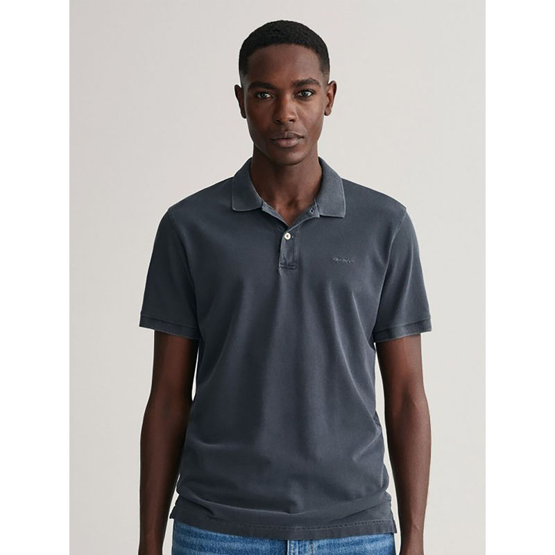 GANT Men Grey Solid Short Sleeves Polo T-Shirt (S)