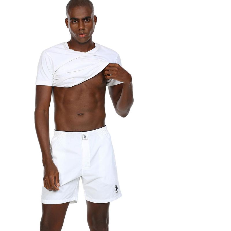 U.S. POLO ASSN. I108 Comfort Fit Solid White Cotton Boxers White (2XL)
