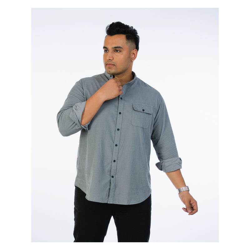 UNSIZED Mens Casual Shirt Solid Grey (2XL)