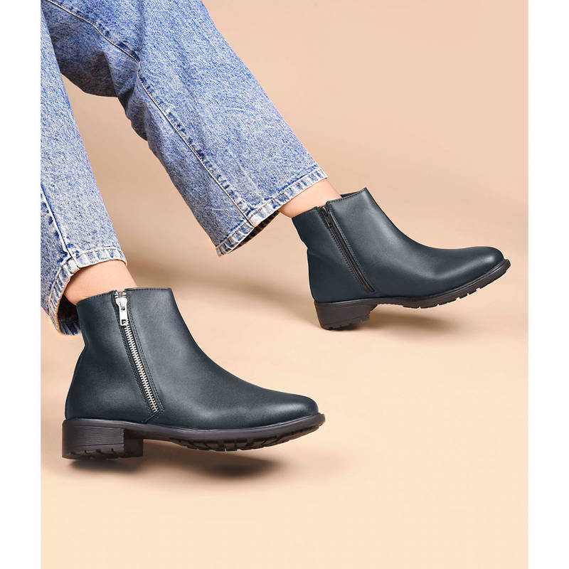 CLOG LONDON Women Navy Blue Casual Boots (EURO 36)