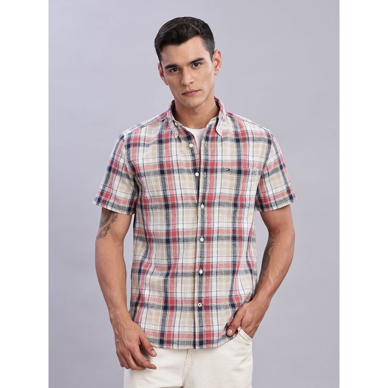 Tommy Hilfiger Mens Red Tartan Checked Shirt (S)