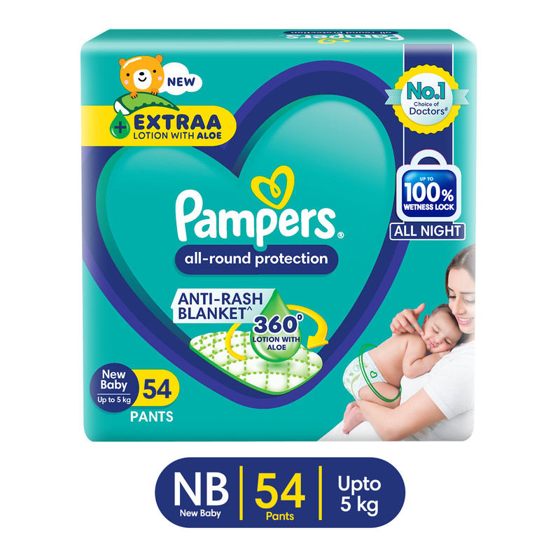 Pampers All Round Protection Pant Style Baby Diapers, New Born