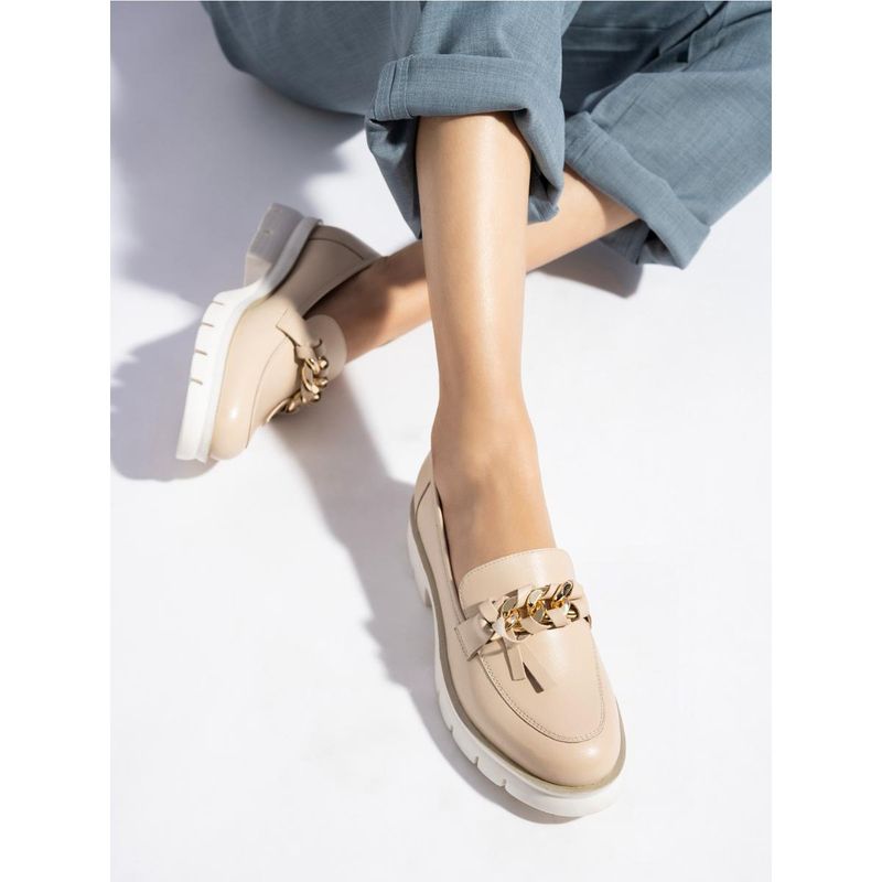 MIORAH Beige Premium Leather Loafers (EU 36)