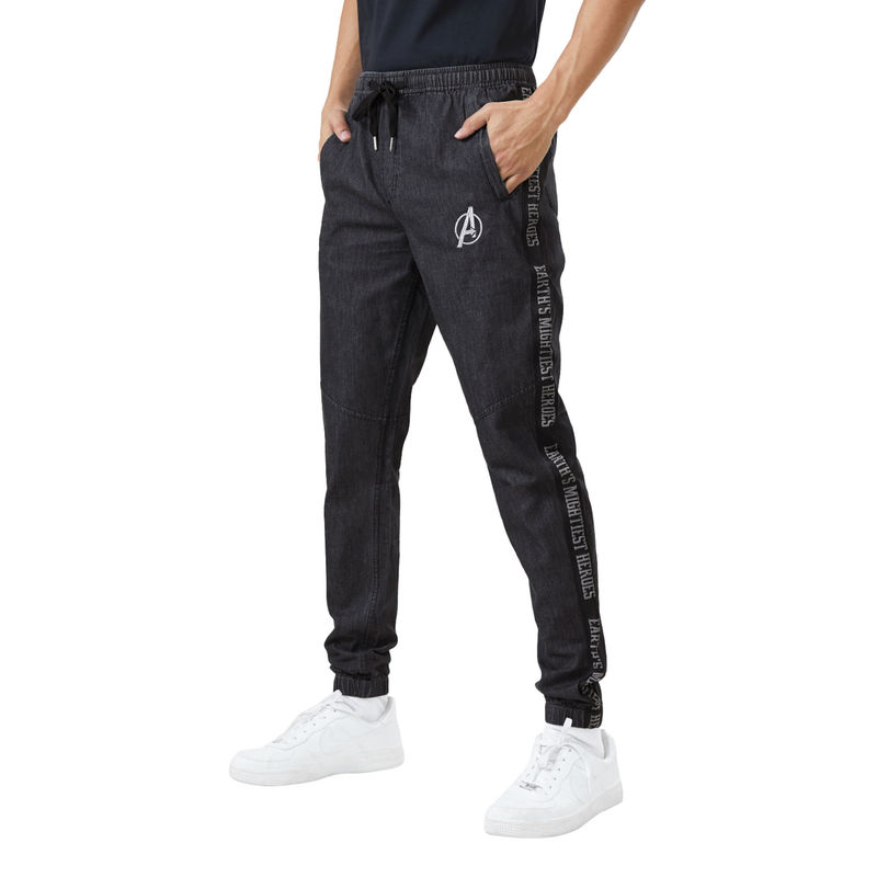 The Souled Store Official Avengers Logo Denim Joggers for Men (L)