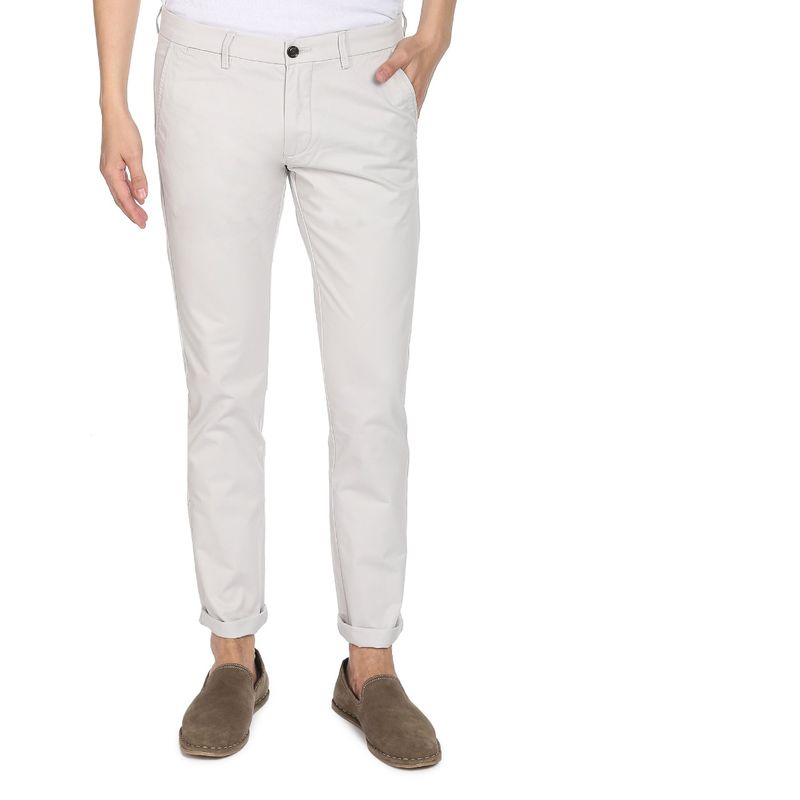 Arrow Sports Men Light Grey Low Rise Solid Casual Trousers (30)