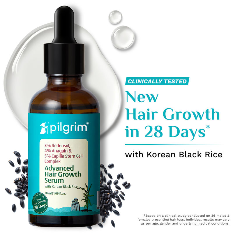 Pilgrim 3% Redensyl 4% Anagain Rosemary Korean Black Rice Advance Hair Growth Serum For Men & Women