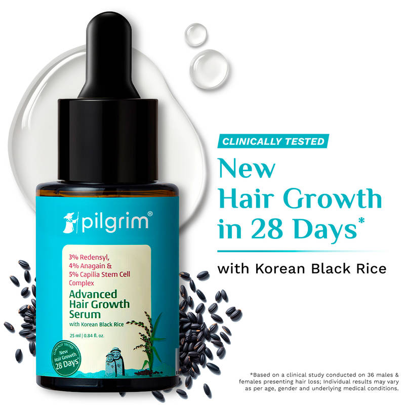 Pilgrim 3% Redensyl 4% Anagain Rosemary Korean Black Rice Advance Hair Growth Serum For Men & Women