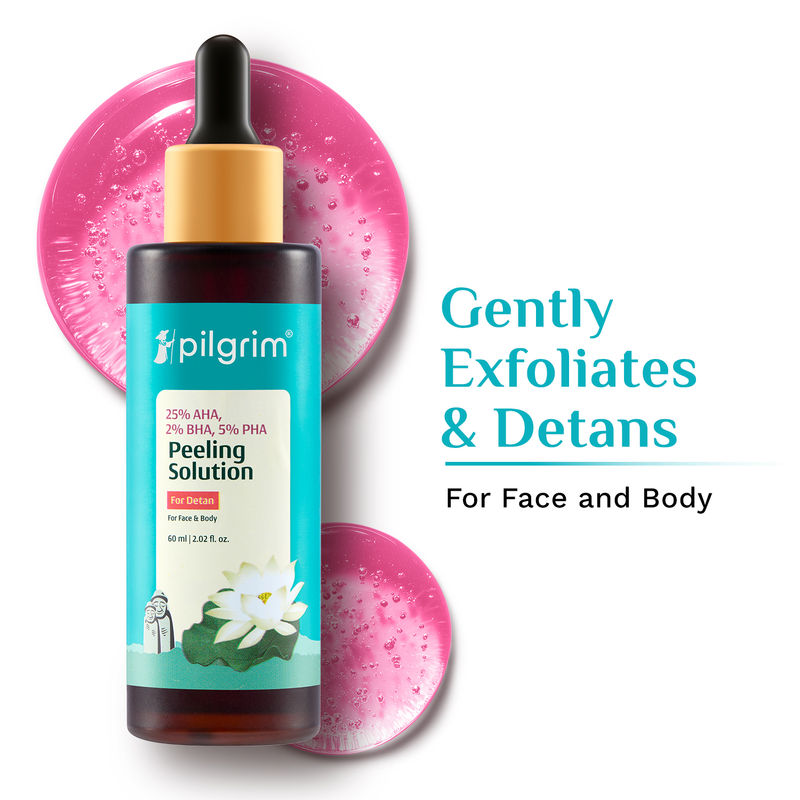 Pilgrim 25% AHA 2% BHA 5% PHA Face Peeling Solution Detan & Exfoliate Dead Skin For Men & Women