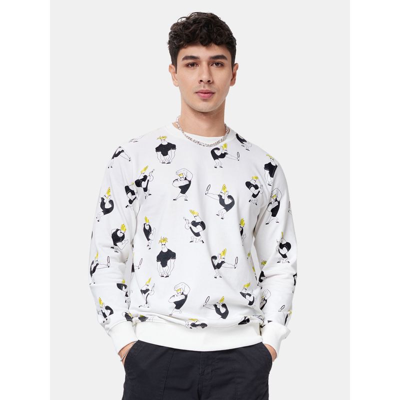 The Souled Store Official Johnny Bravo- Macho Expressions Sweatshirts In White (S)