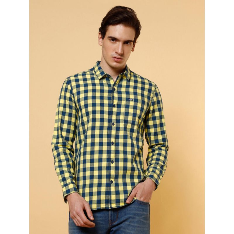 Wrangler Mens Checks Yellow Casual Shirt (S)