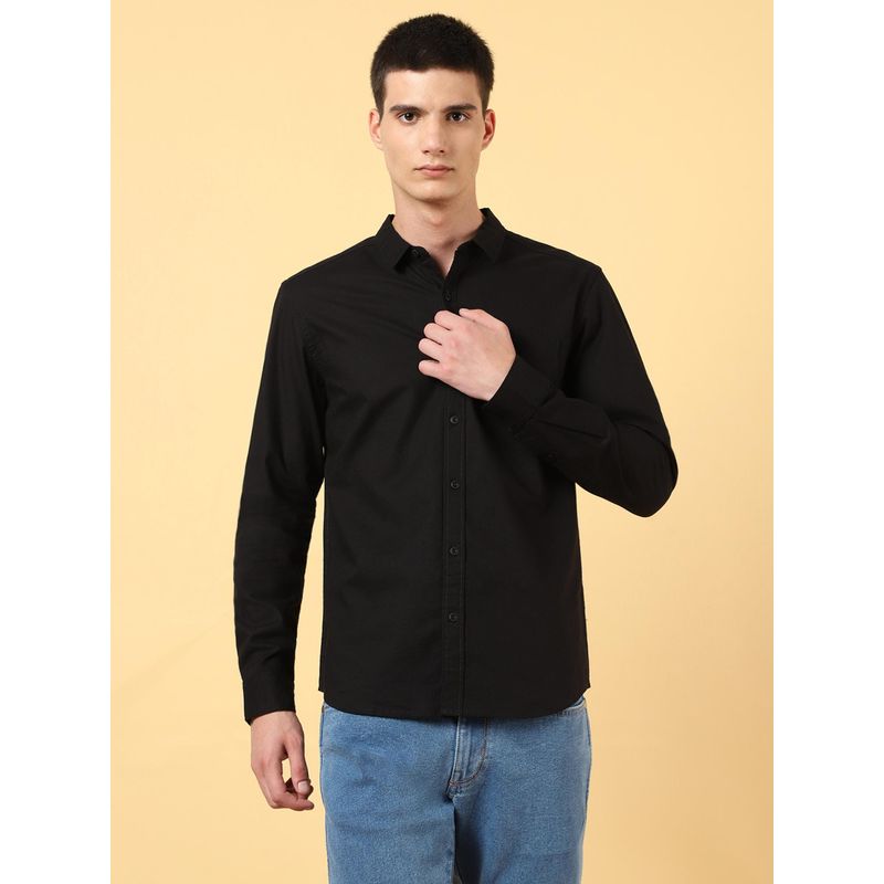 Wrangler Mens Solid Black Casual Shirt (XL)