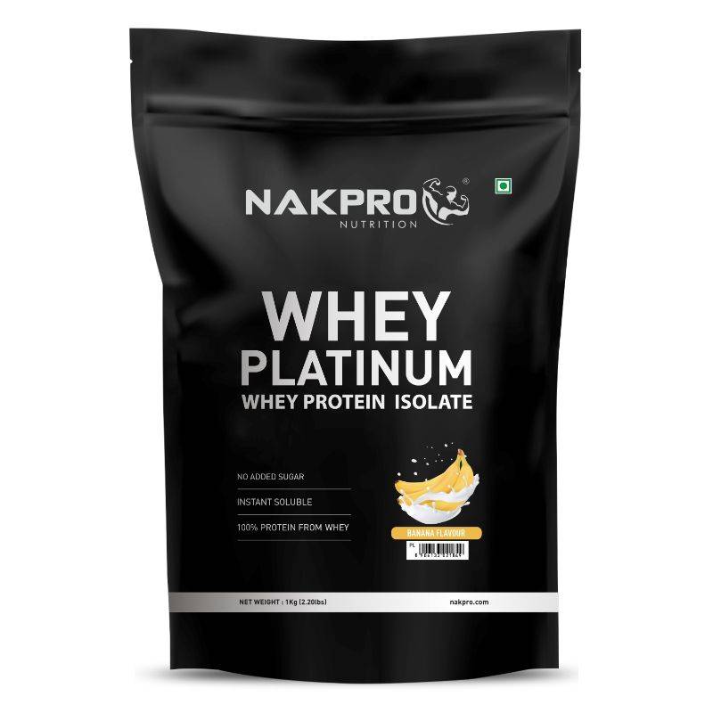 NAKPRO Platinum 100% Whey Protein Isolate - Banana - 1 kg - Image 2