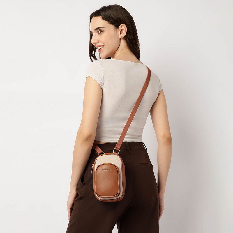 Buy Fastrack Tan Color Block Sling Online