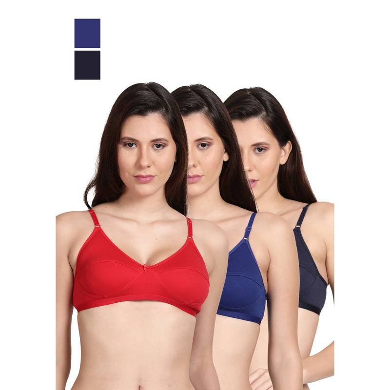 Shyaway Shyle Non Padded Seamed Everyday Bra Multicolor (Pack of 3) (32B)