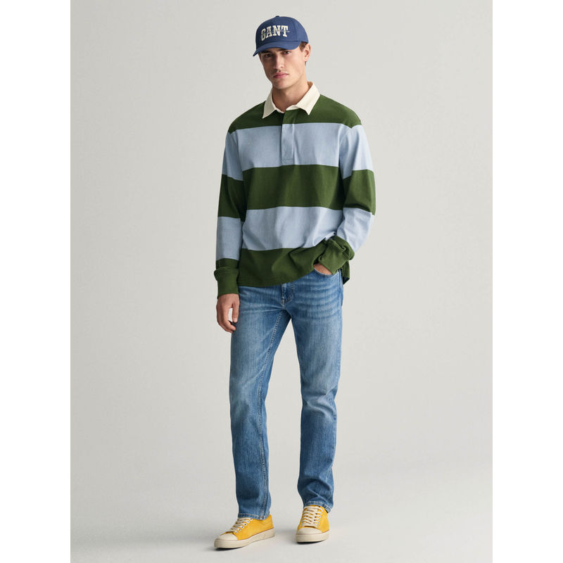 GANT Men Blue Washed Mid-Rise Regular Fit Jeans (34)