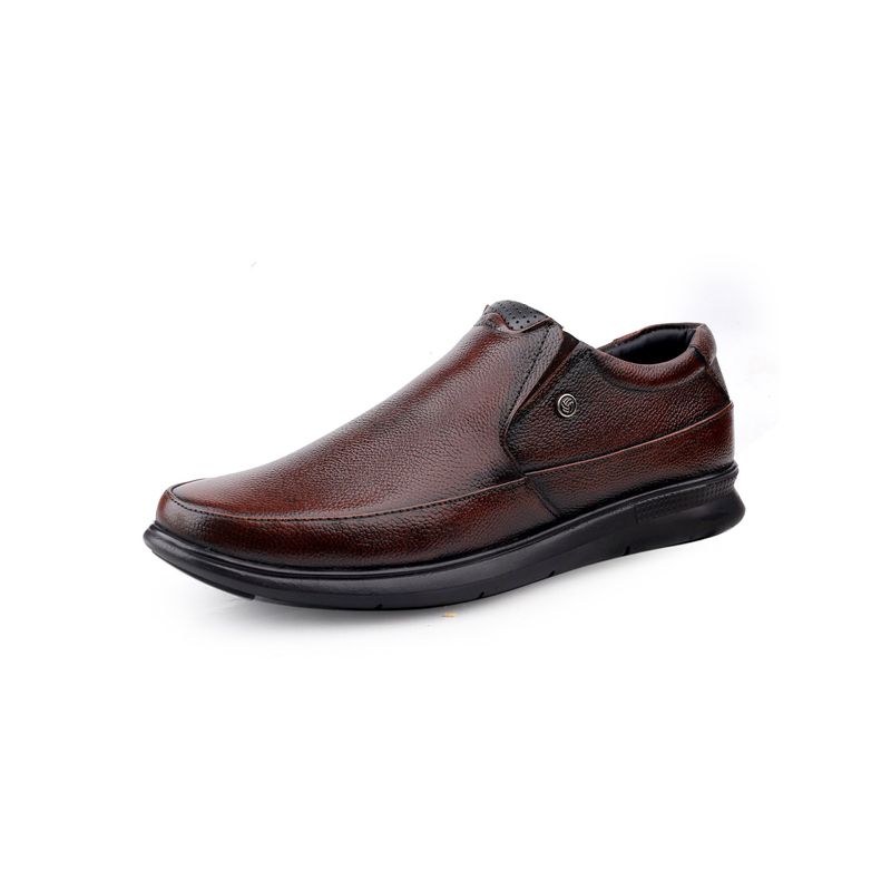 Bacca Bucci Leather Office Slip-On Formal Shoes-Brown (UK 10)