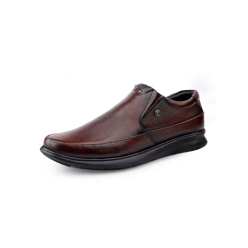 Bacca Bucci Leather Office Slip-On Formal Shoes-Brown (UK 14)