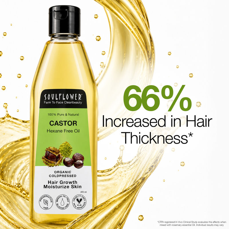 Soulflower Organic Castor Hexane Free Oil For Cold Pressed Hair Growth Moisturize Skin