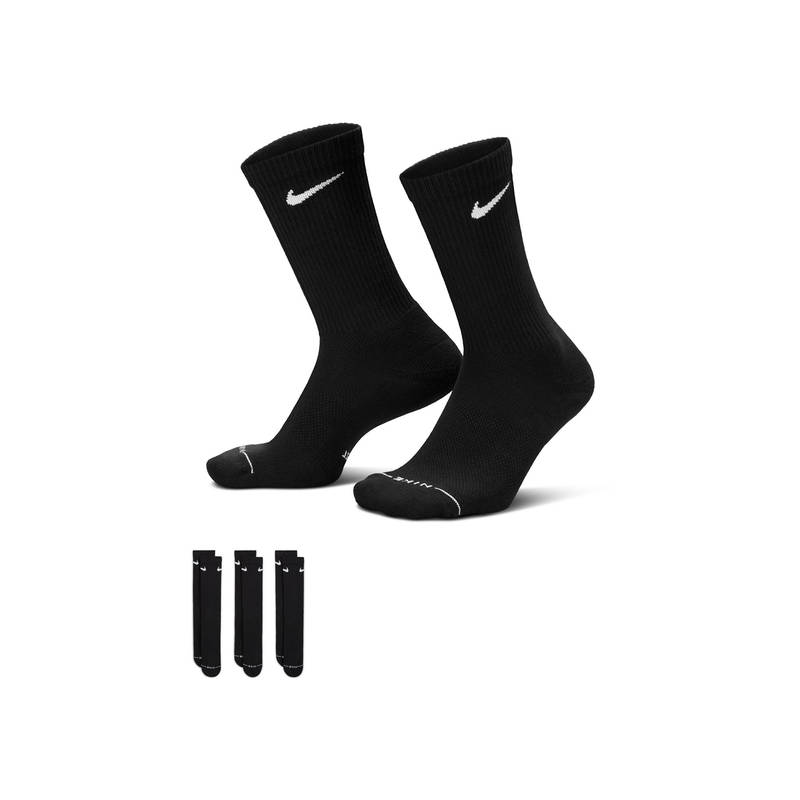 Nike Unisex Black Everyday Socks (Pack of 3) (XL)