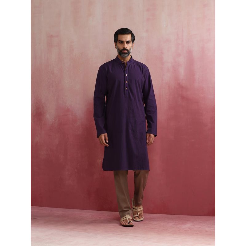 trueBrowns Men's Purple Kurta (S)