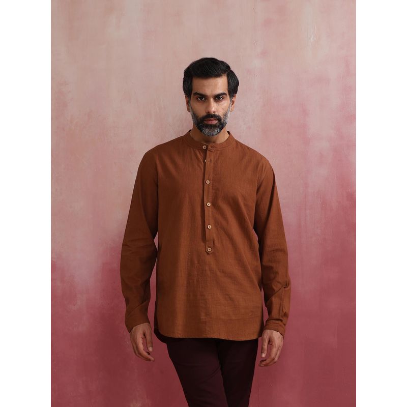 trueBrowns Men's Brown Cotton Kurta (S)
