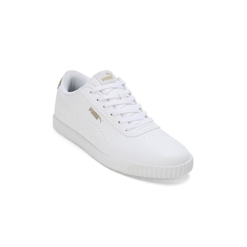 Puma Carina Slim Perf Womens Off White & Gold Sneakers (UK 6)
