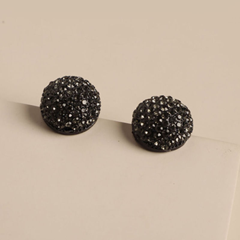 The Black Beaded Pearly Ellipses Earrings  Cippele