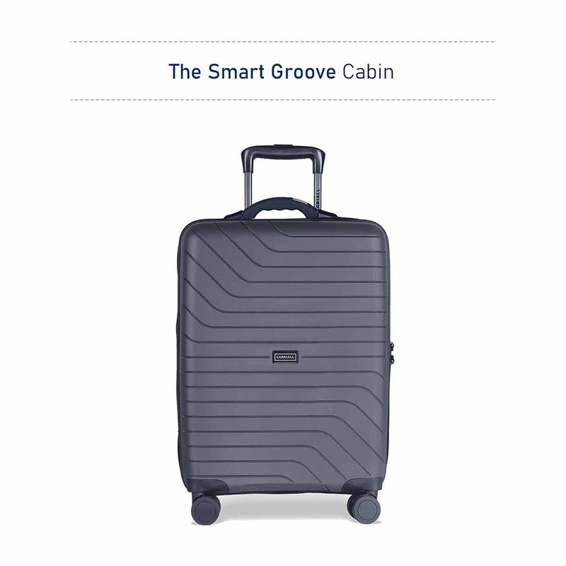 CARRIALL Grey Smart Luggage Hard-Sided Cabin Trolley Bag With Built-In Weighing Scale (S)