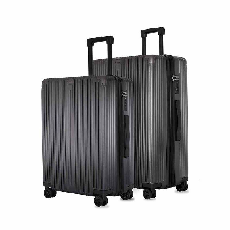 CARRIALL Grey Meta Luggage Hard-Sided Expandable Trolley Bag With Tsa Lock (Set of 2) (M/S)