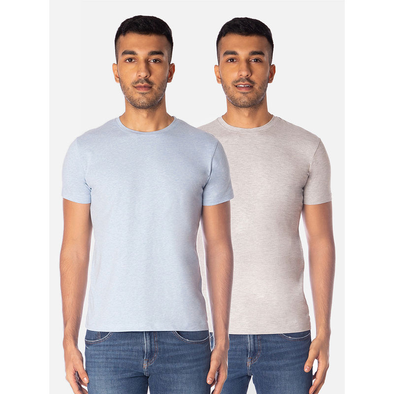 Smugglerz Inc. Mens Stretch Round Neck (Pack Of 2) T-Shirt - Grey & Blue (XL)