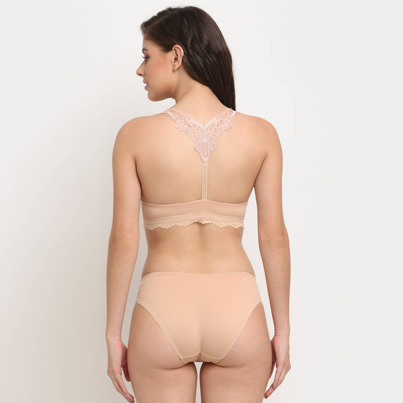 Makclan Racer Back Passion Strings Push Up Lace Set - Nude (32B)