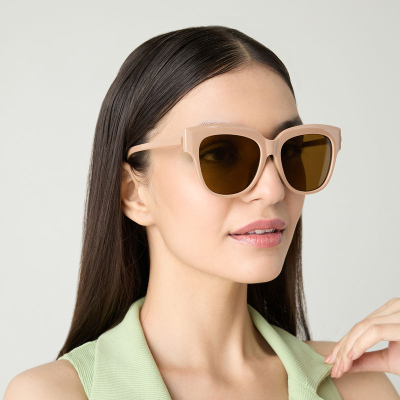Buy MIXT by Nykaa Fashion Beige Oversized Acrylic Square Sunglasses Online
