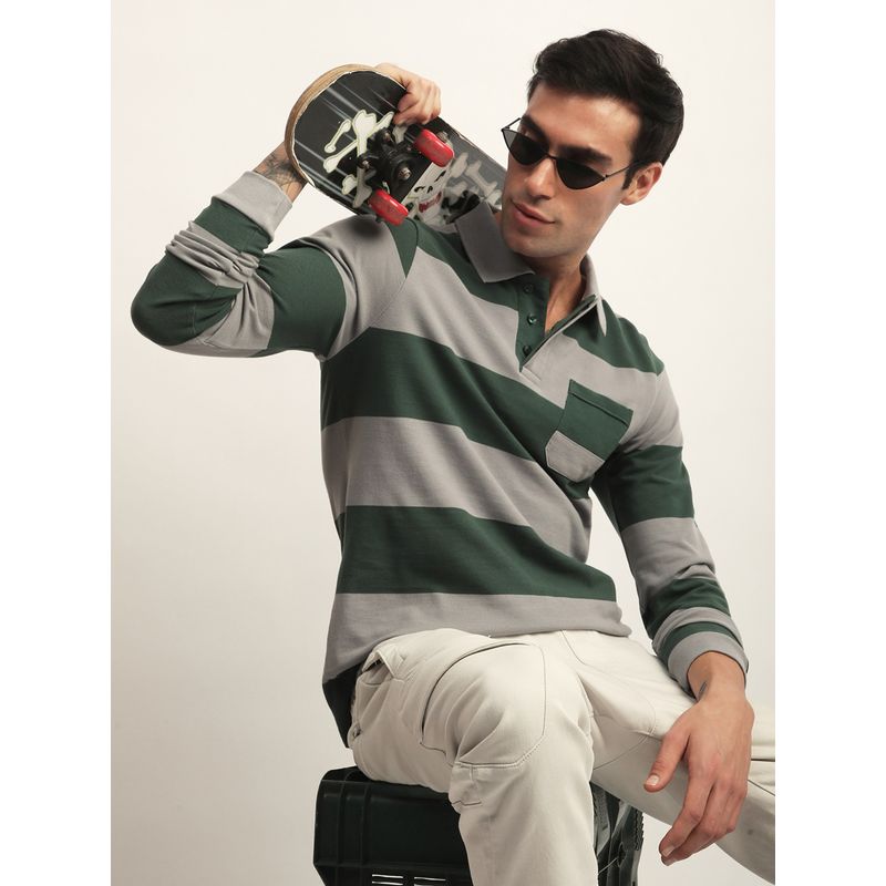 DILLINGER Mens Long Sleeve Regular Fit Polo Striped T-shirt (XL)