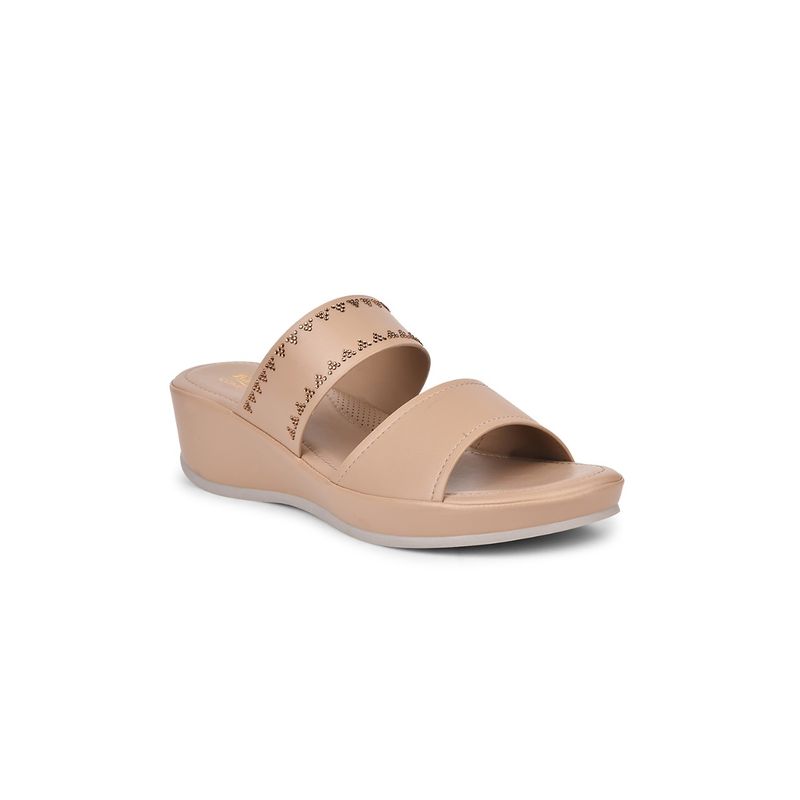 Bata Comfit Beige Wedges Sandal Heels for Women (UK 3)