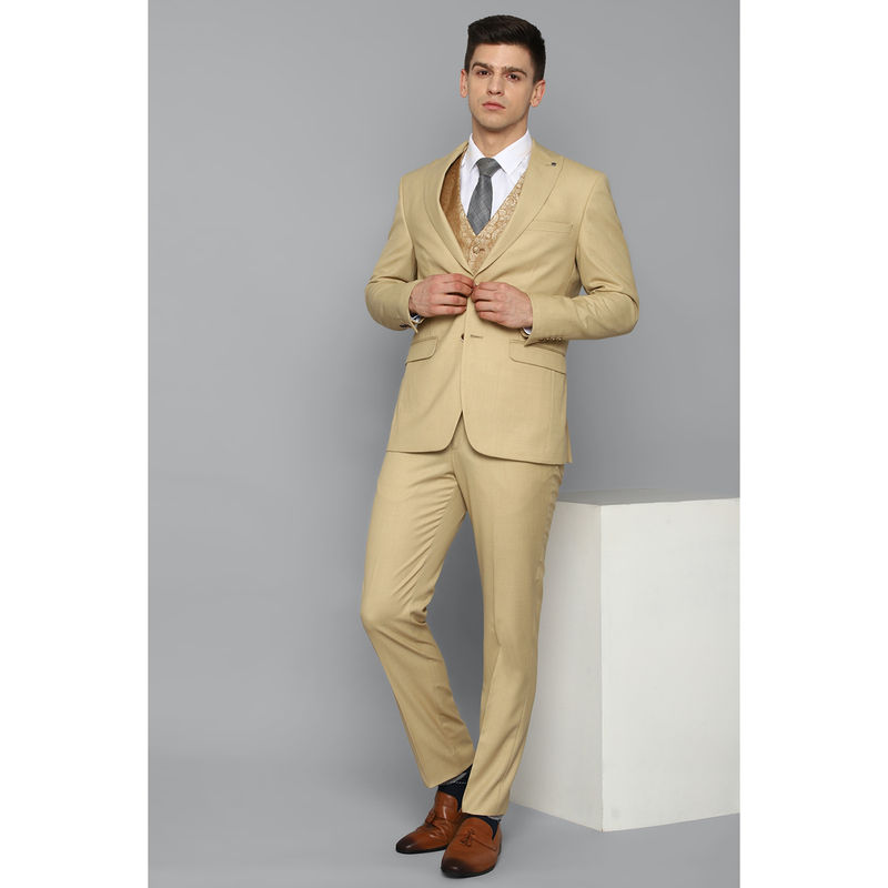 Louis Philippe Beige Three Piece Suit