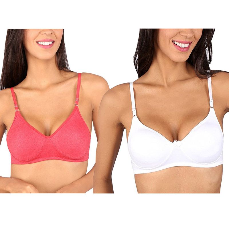 Bralux Bela T-Shirt Bra White - Melange Red Set Of 2 (30B)
