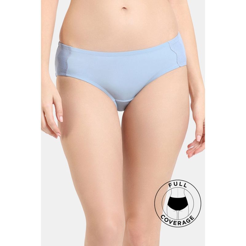 Zivame Shimmer Wave Low Rise Full Coverage Hipster Panty - Blue (M)