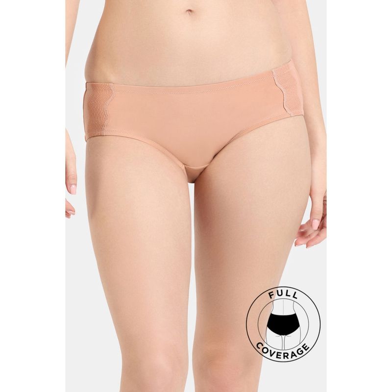 Zivame Shimmer Wave Low Rise Full Coverage Hipster Panty - Skin (L)