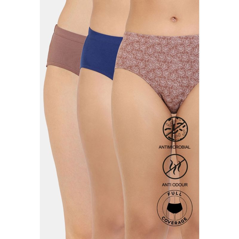 Zivame Medium Rise Full Coverage Hipster Panty Multicolor (Pack of 3) (XL)