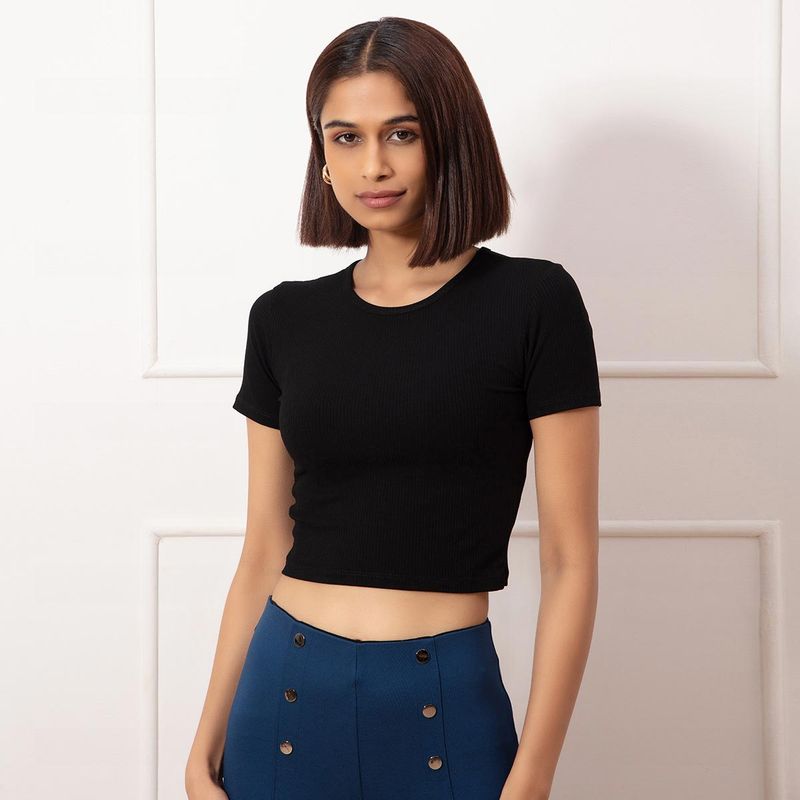 Twenty Dresses by Nykaa Fashion Basics Black Casually Comfortable T