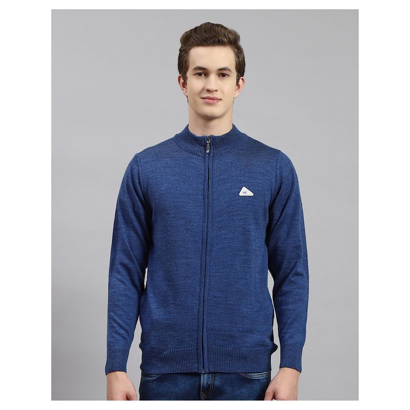 Monte Carlo Blue Wool Blend High Neck Sweater (M)