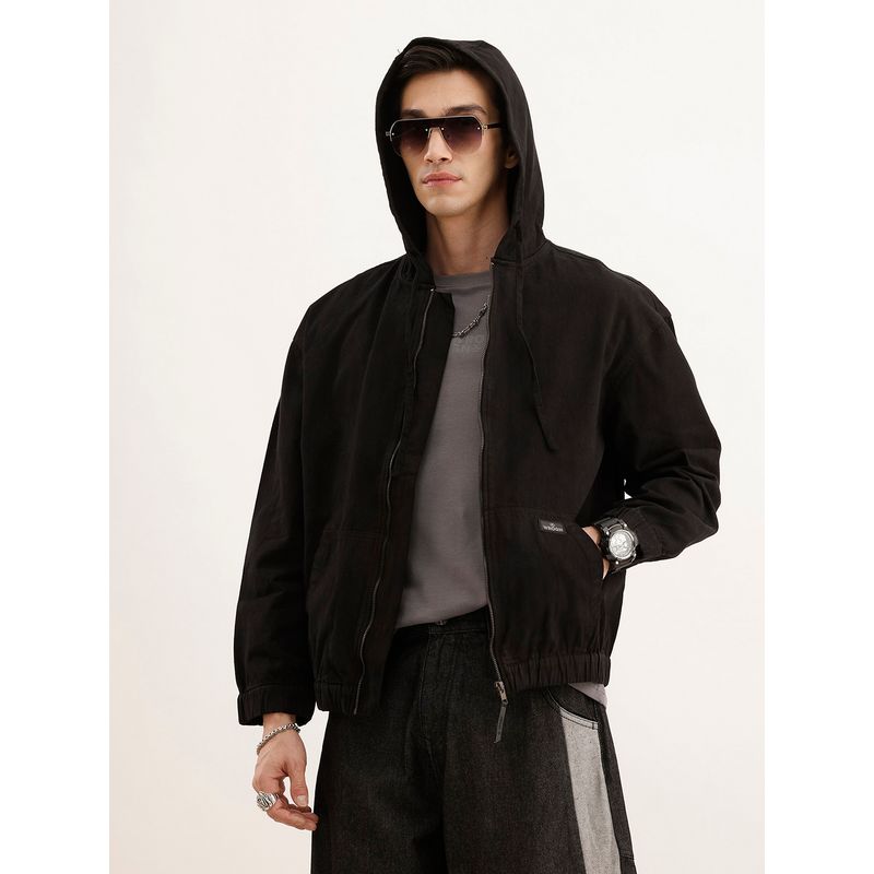 WROGN Black Oversized Fit Hooded Jacket (L)