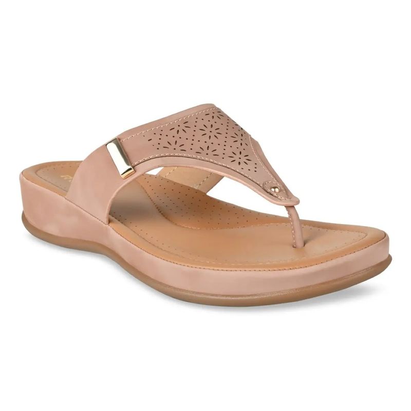 ROCIA Pink Women Solid Laser Cut Comfort Flats (EURO 36)