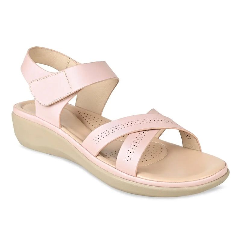 ROCIA Pink Women Solid Comfort Flat Sandals (EURO 36)