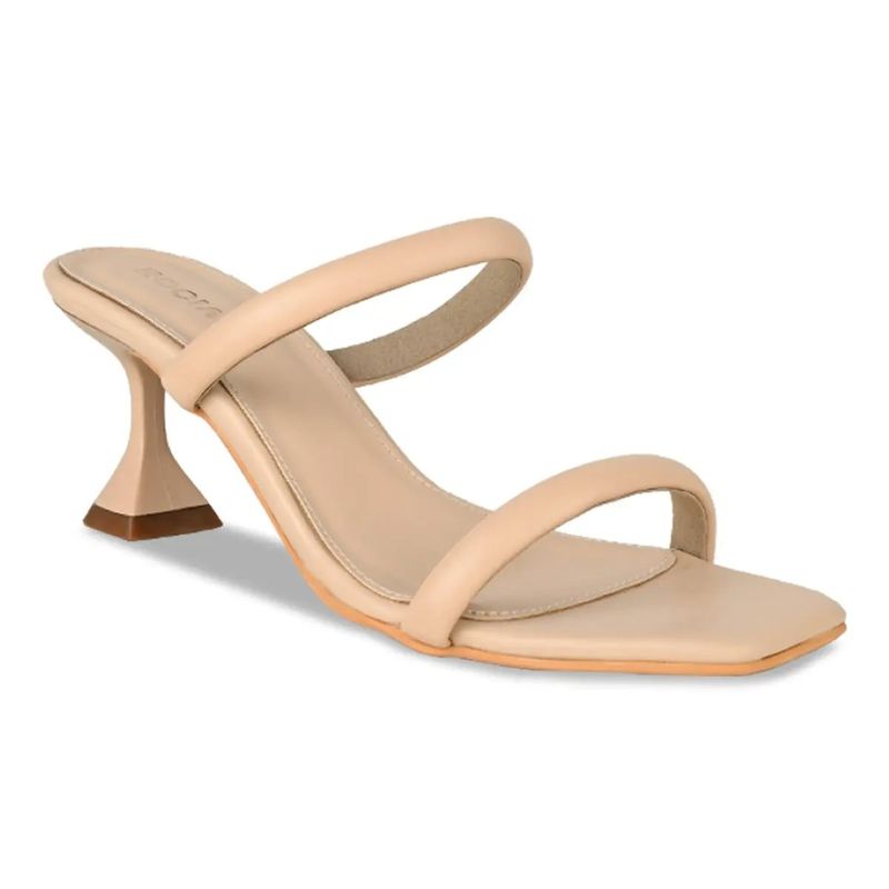 ROCIA Beige Women Solid Strappy Stilettos (EURO 41)