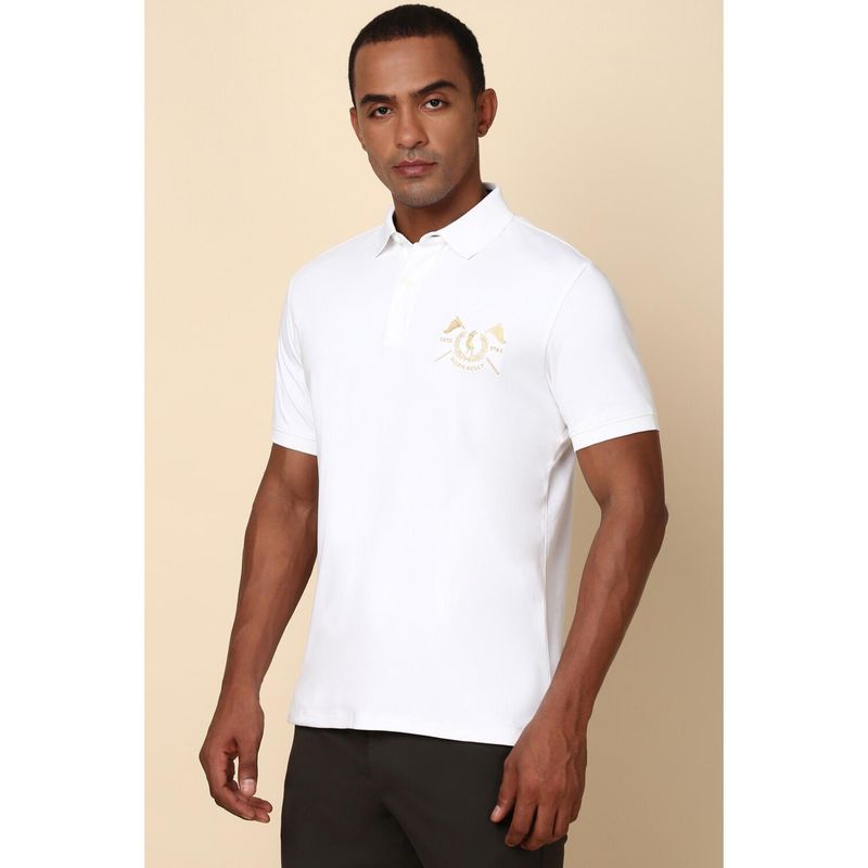 Allen Solly Men White Solid Polo Neck T-Shirt (L)