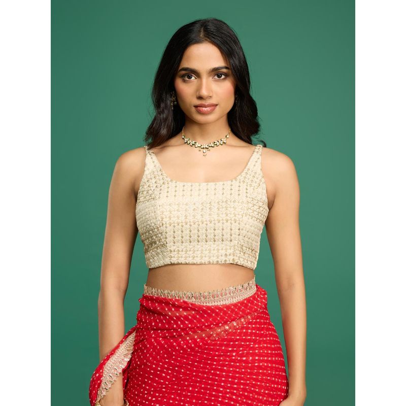 Gajra Gang Nani's Almari Beige Embroidered Stitched Blouse (XL)