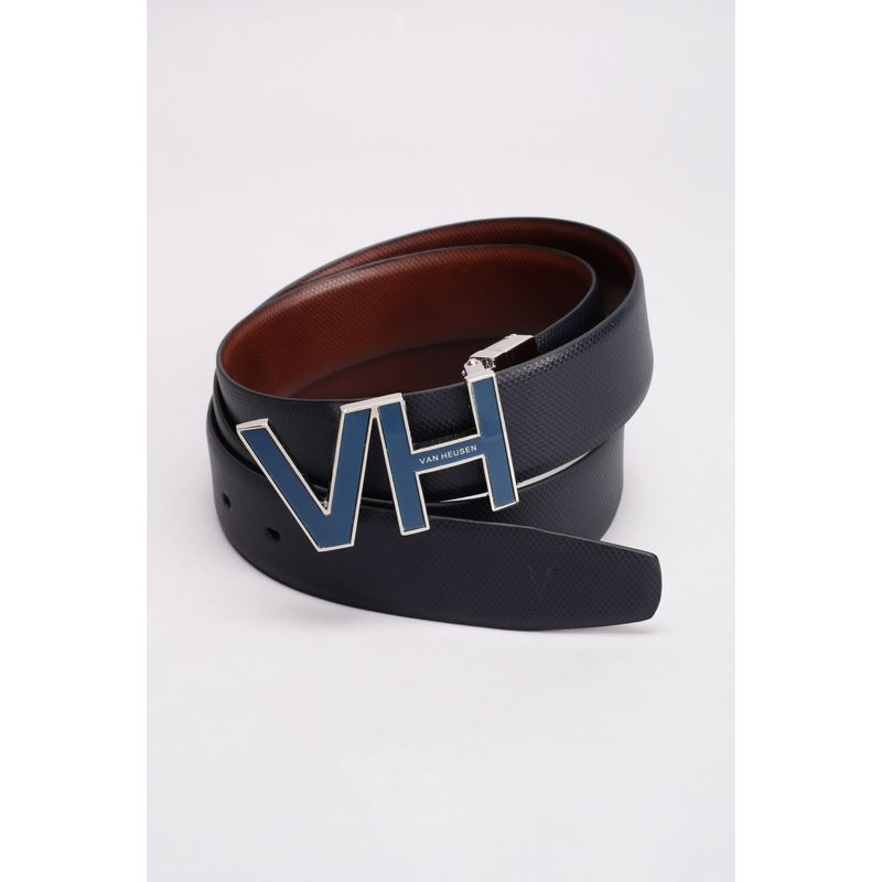 Van Heusen Men Navy Blue Textured Formal Reversible Belt (M)